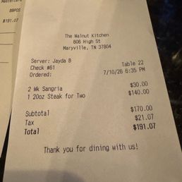 Our bill for the dinner Our bill for the dinner