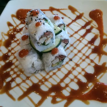 Sushi On Fire - The liner - bacon and chicken "sushi" - it was ok, definitely needs that sauce for flavor!! good for people who dont like fish. - Sushi Bars Near Me - Long Beach, California Sushi On Fire - The liner - bacon and chicken "sushi" - it was ok, definitely needs that sauce for flavor!! good for people who dont like fish. - Sushi Bars Near Me - Long Beach, California