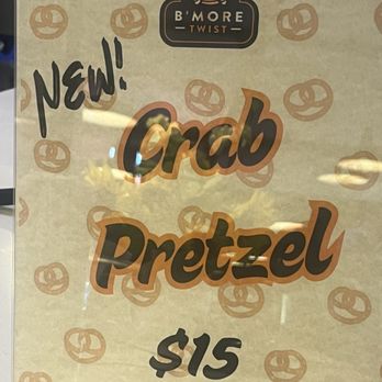 B’More Twist - Crab pretzel signage at counter - Pretzels Near Me - Baltimore, Maryland B’More Twist - Crab pretzel signage at counter - Pretzels Near Me - Baltimore, Maryland