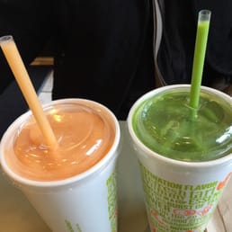 Two great smoothes Orange one with carrots. Green with kale Two great smoothes Orange one with carrots. Green with kale
