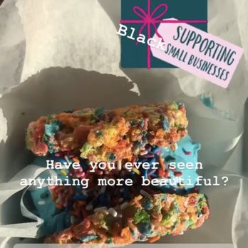 TeeJay's Sweet Tooth - Fruity pebbles sandwich with Blue Moon blue raspberry ice cream and sprinkles - Desserts Near Me - Indianapolis, Indiana TeeJay's Sweet Tooth - Fruity pebbles sandwich with Blue Moon blue raspberry ice cream and sprinkles - Desserts Near Me - Indianapolis, Indiana