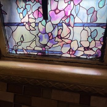 Dametra Cafe - Pretty glass window ( bathroom ) - Greek Near Me - Carmel-By-The-Sea, California