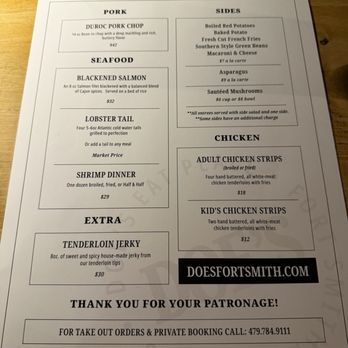 Doe's Eat Place - 2026 menu - Steakhouses Near Me - Fort Smith, Arkansas