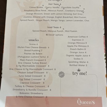 Queens TeaHouse - Bar Menu - Tea Rooms Near Me - Parkland, Florida