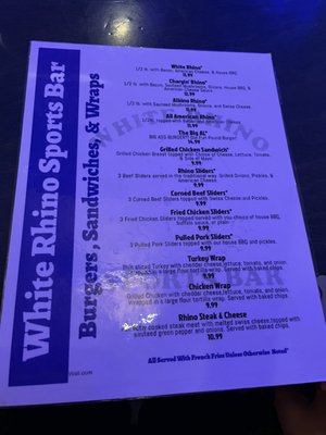 Menu photo 1 White Rhino Redford, MI