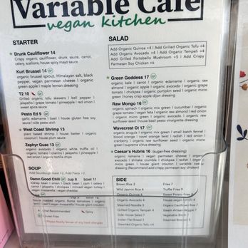 Variable Cafe - Menú. - Vegan Near Me - Los Angeles, California Variable Cafe - Menú. - Vegan Near Me - Los Angeles, California