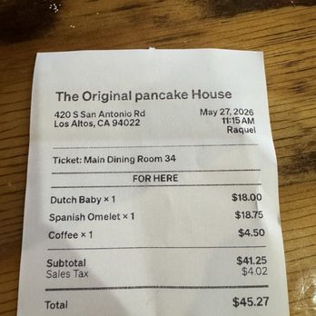 The Original Pancake House - Our receipt - Breakfast & Brunch Near Me - Los Altos, California The Original Pancake House - Our receipt - Breakfast & Brunch Near Me - Los Altos, California