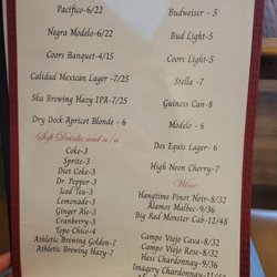 La Raza - Drink menu