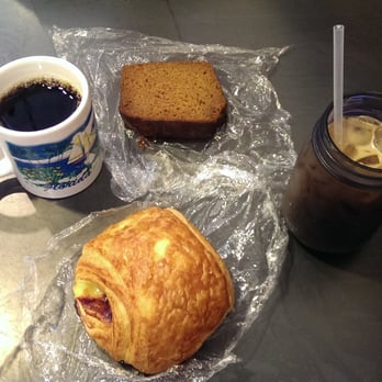 Kaladi Coffee Roasters - drinks: sumatra and iced kaladi latte  food: pumpkin spiced bread and blueberry-lemon croissant - Coffee & Tea Near Me - Denver, Colorado