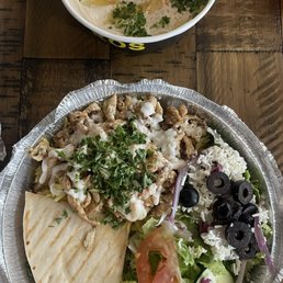 Shawarma Chicken Plate and Hummus