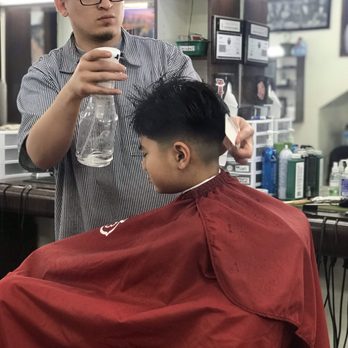 Mj's Barber Lounge - Kai having his hair cut by Hugo. - Barbers Near Me - Alhambra, California