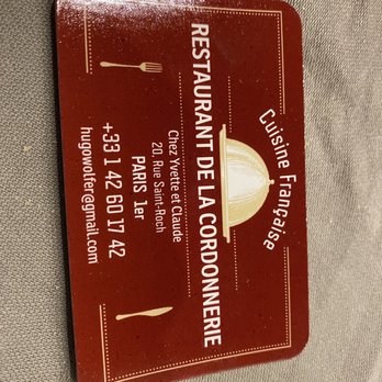 La Cordonnerie - Business Card - French Near Me - Paris, 75