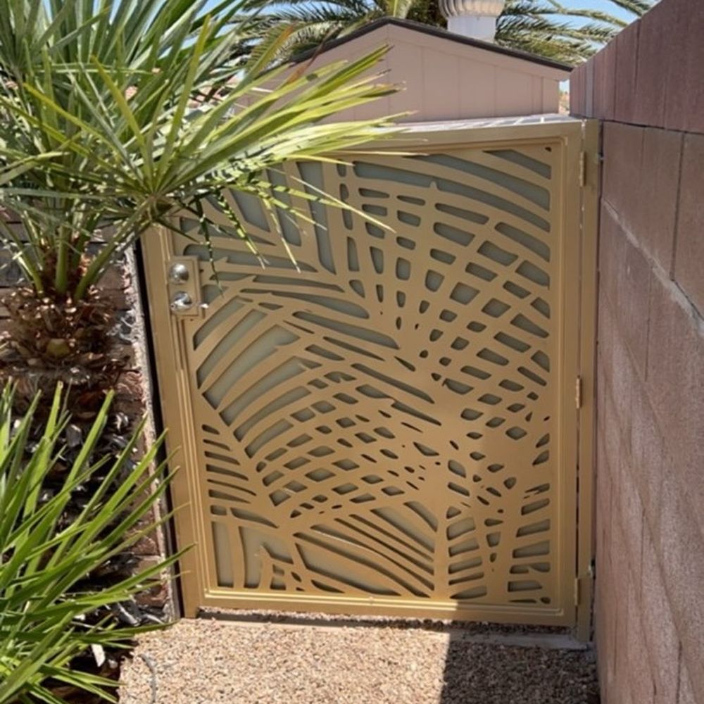 Custom Customs - Custom gate featuring palm design - Fences & Gates Near Me - Henderson, Nevada Custom Customs - Custom gate featuring palm design - Fences & Gates Near Me - Henderson, Nevada