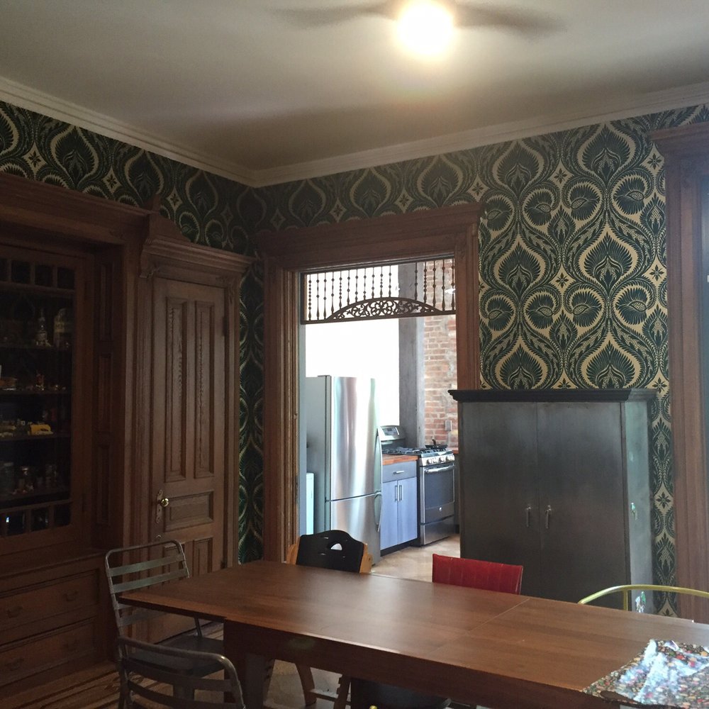 3rd Generation Wallpaper Company - Truly professional job. Difficult heavy flock material paper around many wood cutouts. Amazing results. - Painters Near Me