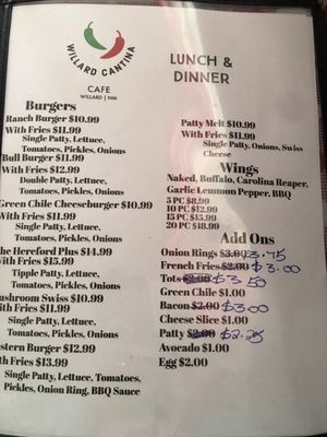 Menu photo 3 Willard Cantina & Cafe Willard, NM