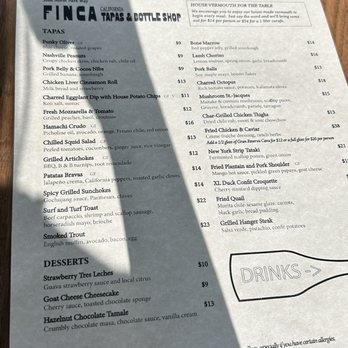 Finca - The menu as of April 2024 - Wine Bars Near Me - San Diego, California Finca - The menu as of April 2024 - Wine Bars Near Me - San Diego, California