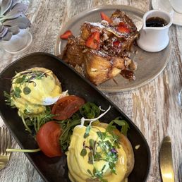 Crab Benedict and Stuffed French Toast