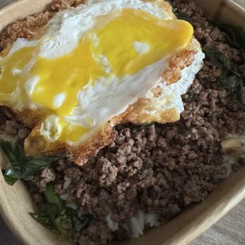 Kaphrao Express - Ground Beef Kaphrao (Real Thai Holy Basil) Over Rice with Thai Fried Egg - Thai Near Me - Costa Mesa, California