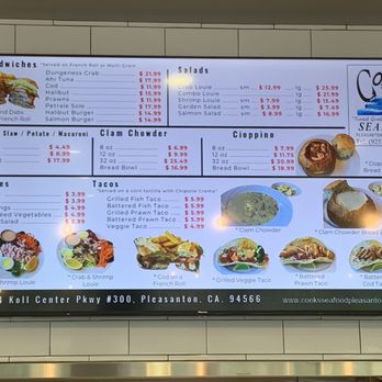 Cook's Seafood - Menu as of September 2025 - Seafood Near Me - Pleasanton, California