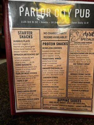 Menu photo 2 Parlor City Pub and Eatery Cedar Rapids, IA