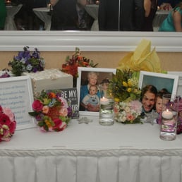 Memory table with bouquets that matched the different colored shoes of my bridesmaids and I Memory table with bouquets that matched the different colored shoes of my bridesmaids and I