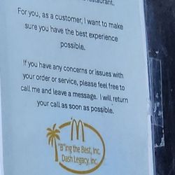Sign on drive thru window