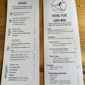 The Viking Yurt - Menu - American Near Me - Park City, Utah