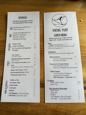Menu photo 1 The Viking Yurt Park City, UT