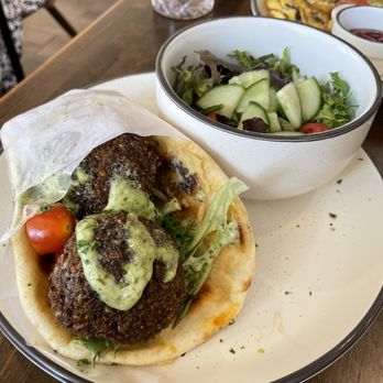 Lamezze - Falafel shawarma with side salad - Mediterranean Near Me - El Paso, Texas