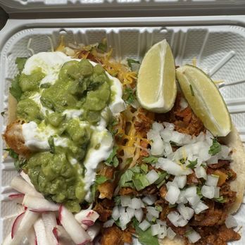 Cocina De Mexico - Fried Fish Taco (left) and Al Pastor (right) -- fish was my fave!! - Tacos Near Me - Big Bear City, California Cocina De Mexico - Fried Fish Taco (left) and Al Pastor (right) -- fish was my fave!! - Tacos Near Me - Big Bear City, California