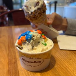 Pint of Hand Packed Ice Cream Mint Chip Ice Cream Butter Pecan Ice Cream on a waffle cone Pint of Hand Packed Ice Cream Mint Chip Ice Cream Butter Pecan Ice Cream on a waffle cone