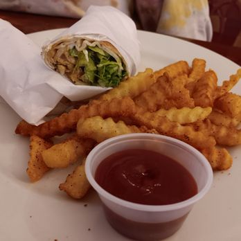 Sanabreh - Chicken Shawarma wrap with fries - Mediterranean Near Me - Houston, Texas