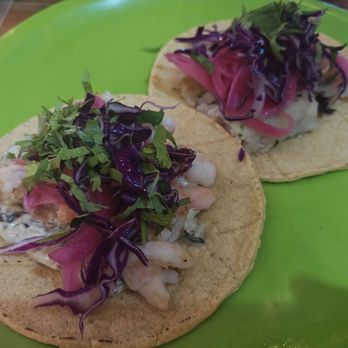 Los Aguachiles - Steamed Fish taco (top right) and Popeye Taco - Mexican Near Me - Playa del Carmen, ROO
