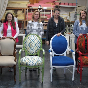 Spruce - "After" Photo of the Chairs we reupholstered in our chair class - Interior Design Near Me - Austin, Texas
