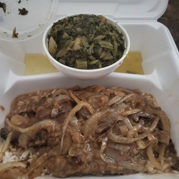S & S Cafeteria - Liver Onions & Gravy over Rice & Turnips - Cafeteria Near Me - Macon, Georgia