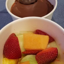 Fruit and chocolate mousse for dessert