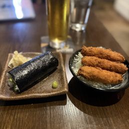 Sushi roll and sweet potato croquette Sushi roll and sweet potato croquette