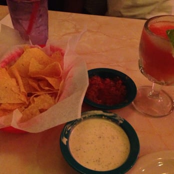 Chuy's - Creamy jalapeño sauce, strawberry margarita, chips and salsa...the only things that is recommend ordering!!! - Mexican Near Me - Katy, Texas