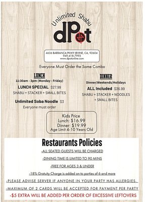 Menu photo 2 dPot Unlimited Irvine, CA