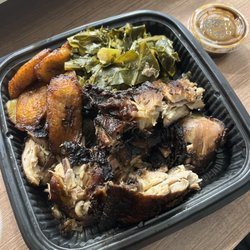 Reggae Reggae Vibes - Boston Jerk Chicken with Kale and Collard Greens and Fried Plantains