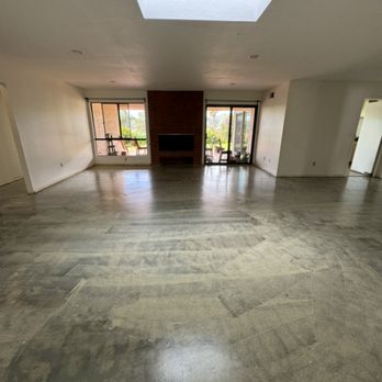 American Deluxe Flooring - The yellow you see is a 280 primer we use on top of the epoxy so the leveling has a bond. - Flooring Near Me American Deluxe Flooring - The yellow you see is a 280 primer we use on top of the epoxy so the leveling has a bond. - Flooring Near Me