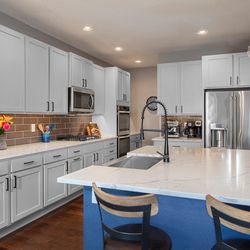 N-Hance Wood Refinishing of Southern Oregon - Soothing gray kitchen cabinets after cabinet painting in Medford OR