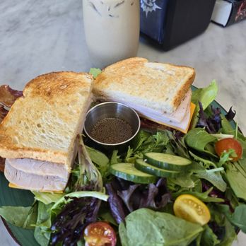 Leafs and Grounds - Black sesame latte and turkey club with salad - Coffee & Tea Near Me - Las Vegas, Nevada