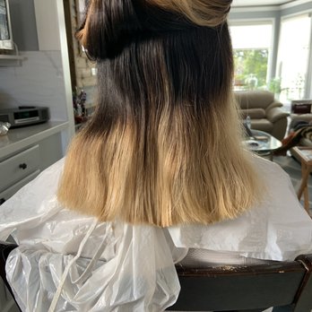 The Elite Salon - before: leftover blonde that I wanted to get rid of - Hair Salons Near Me - Daly City, California