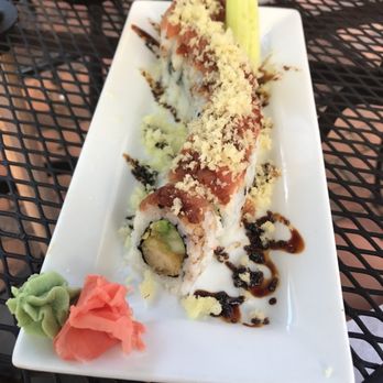 Volcanic Sushi + Sake - The red dragon with added crunchier. Love how they made it look like a $10 roll unlike many other places who don't try to decorate at all - Sushi Bars Near Me - Gainesville, Florida