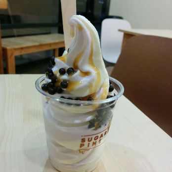 Sugar Pine Creamery - Taro and mascarpone twist with chocolate crispearls - Ice Cream & Frozen Yogurt Near Me - Plano, Texas Sugar Pine Creamery - Taro and mascarpone twist with chocolate crispearls - Ice Cream & Frozen Yogurt Near Me - Plano, Texas