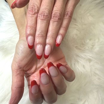 Blue Nails Studio - Acrylic nails with red French - Nail Technicians Near Me - Boca Raton, Florida Blue Nails Studio - Acrylic nails with red French - Nail Technicians Near Me - Boca Raton, Florida