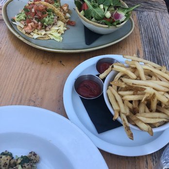 The Post - Salmon & Chicken Tacos with side of French Fries - Comfort Food Near Me - Los Altos, California