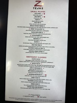 Menu photo 2 Z'Tejas Chandler, AZ