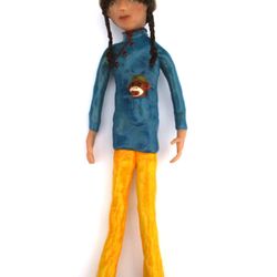 Carrie Goller Gallery - Cheongsam Sue figurative hanging sculpture by Carrie Goller